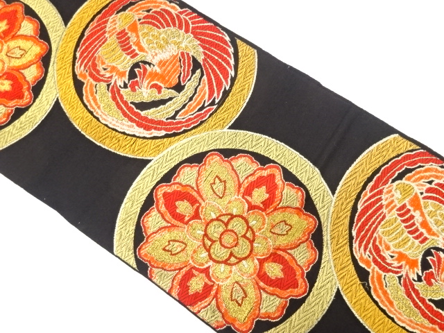 JAPANESE KIMONO / ANTIQUE FUKURO OBI / SILK / WOVEN FLOWER CREST